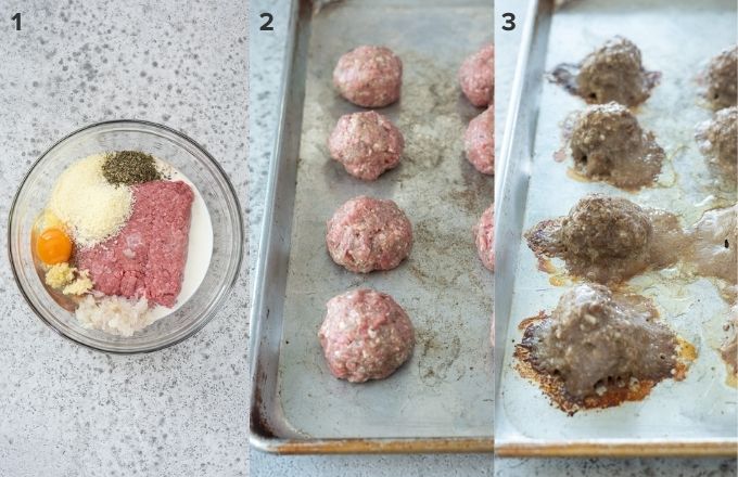 How to make baked meatballs collage