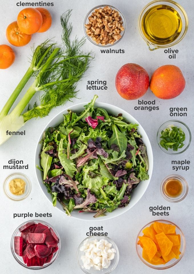 Roasted beet salad ingredients