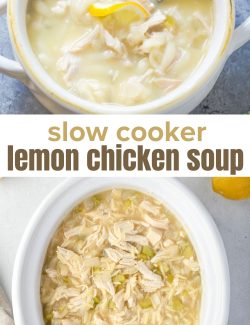Slow Cooker Greek lemon chicken soup long collage pin