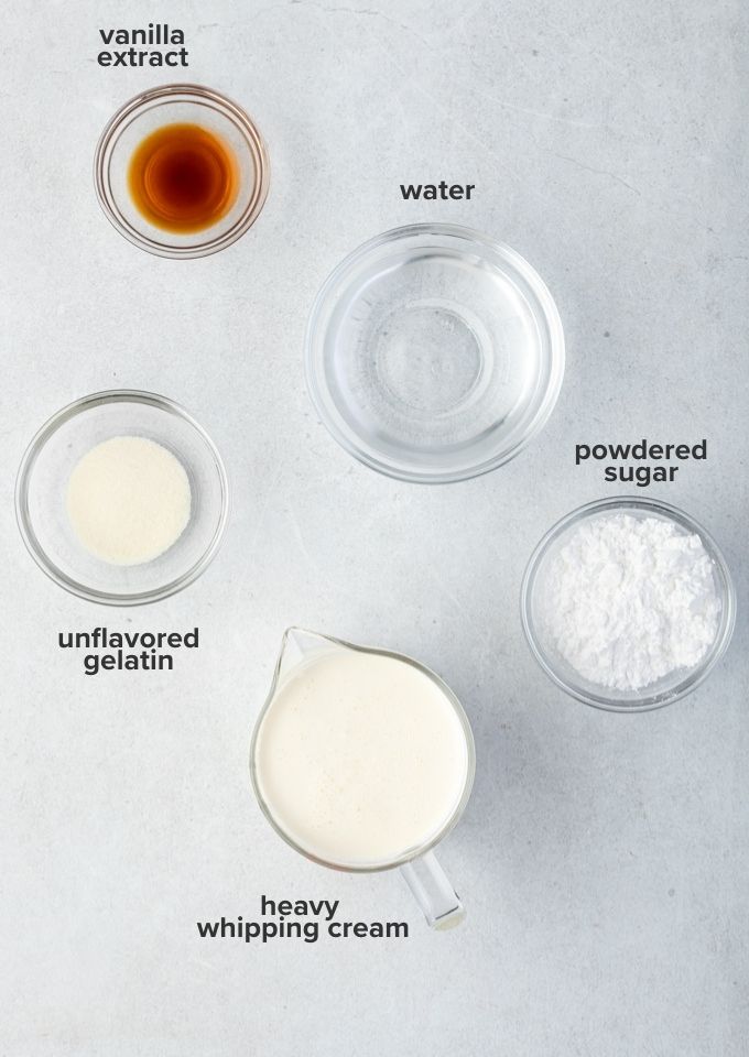Stabilized whipped cream ingredients