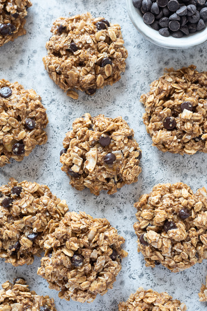 banana breakfast cookies on parchment paper