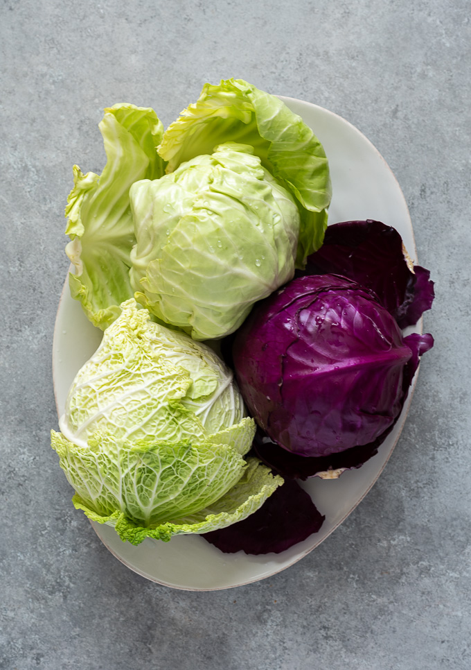 Types of cabbage on a platter