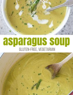 Creamy asparagus soup long collage pin