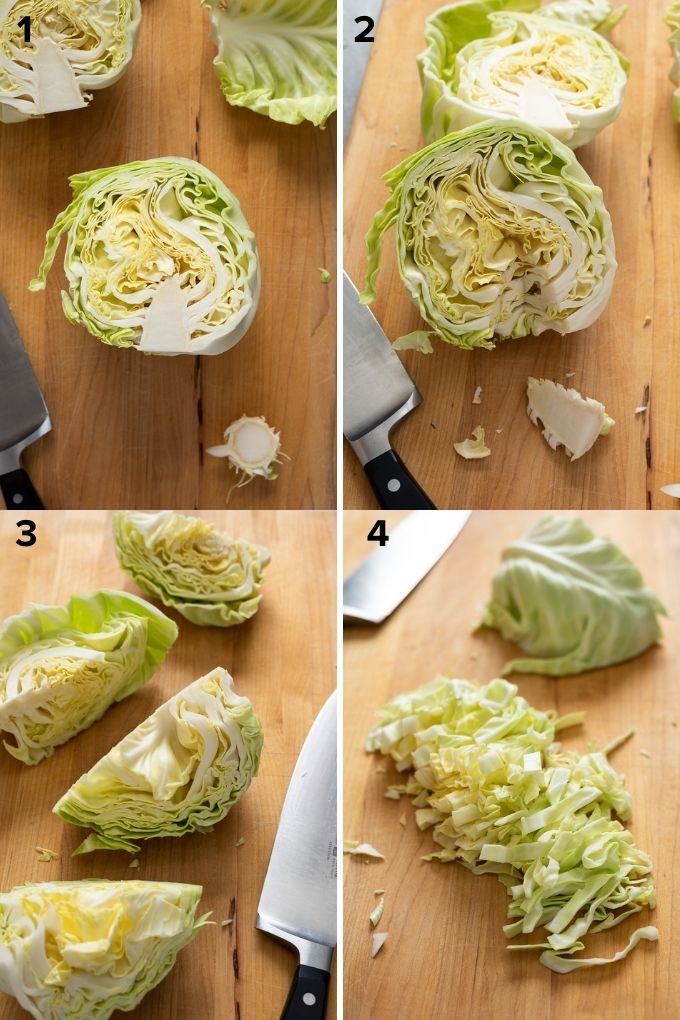 How to cut cabbage collage