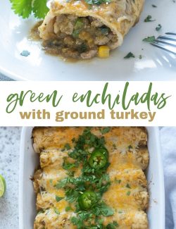 Green enchiladas with ground turkey long collage pin