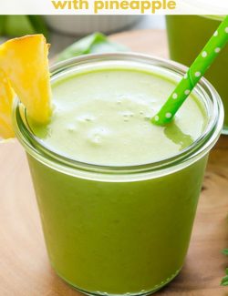 Green smoothie with pineapple long pin