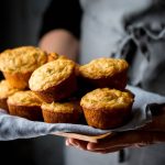 Leek and parmesan muffins on a plate
