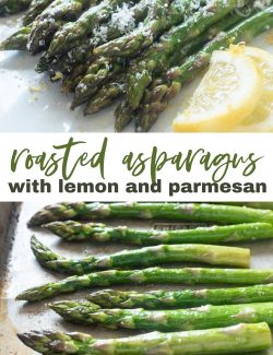 Roasted asparagus with lemon and parmesan long collage pin