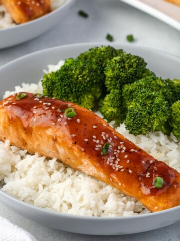 Teriyaki Salmon on a bed of rice
