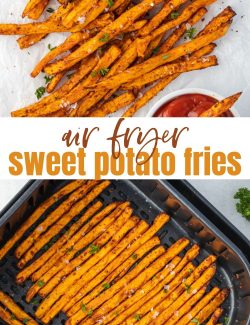 Air fryer sweet potato fries long collage pin