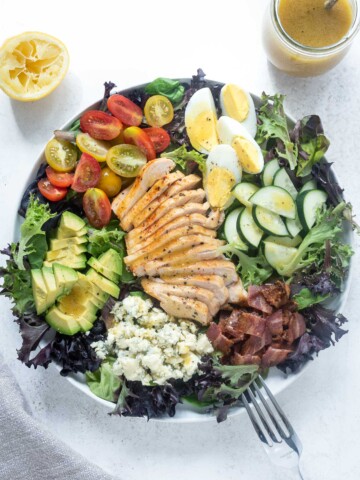 Chicken cobb salad in a big bowl