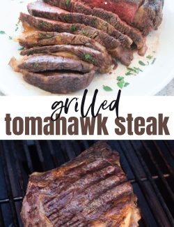 Grilled tomahawk steak long collage pin
