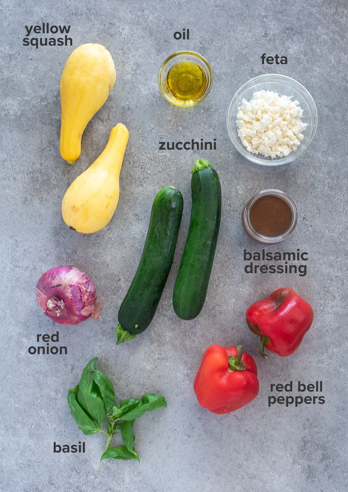 Grilled vegetable salad ingredients