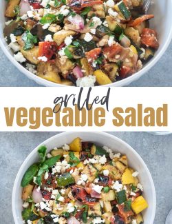 Grilled vegetable salad long collage pin