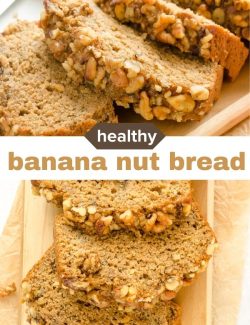 Healthy banana nut bread short collage pin