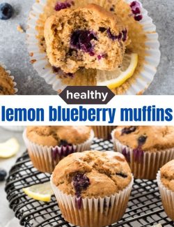 Healthy lemon blueberry muffins short collage pin