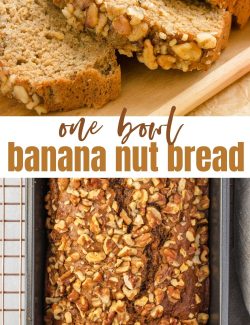 One bowl banana nut bread recipe long collage pin