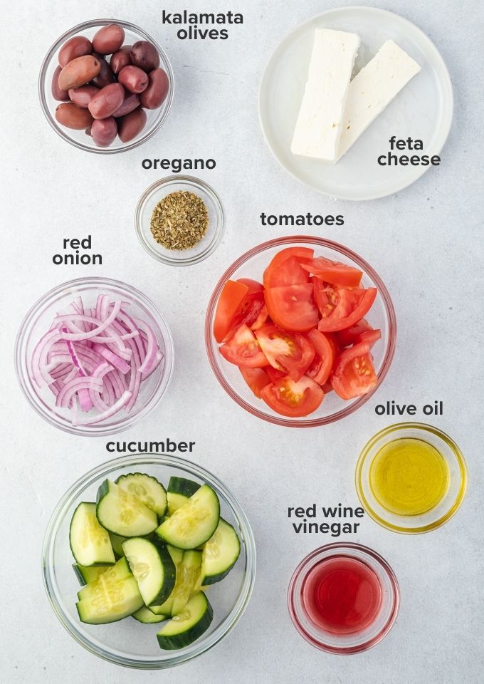 Greek horiatiki salad ingredients