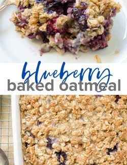 Blueberry baked oatmeal long collage pin