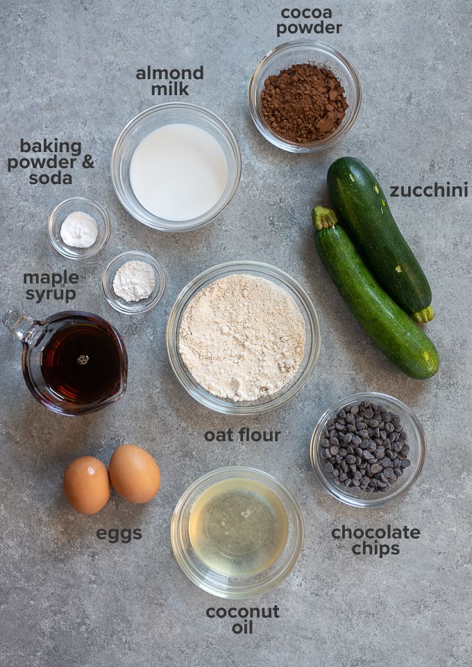Chocolate zucchini muffin recipe ingredients