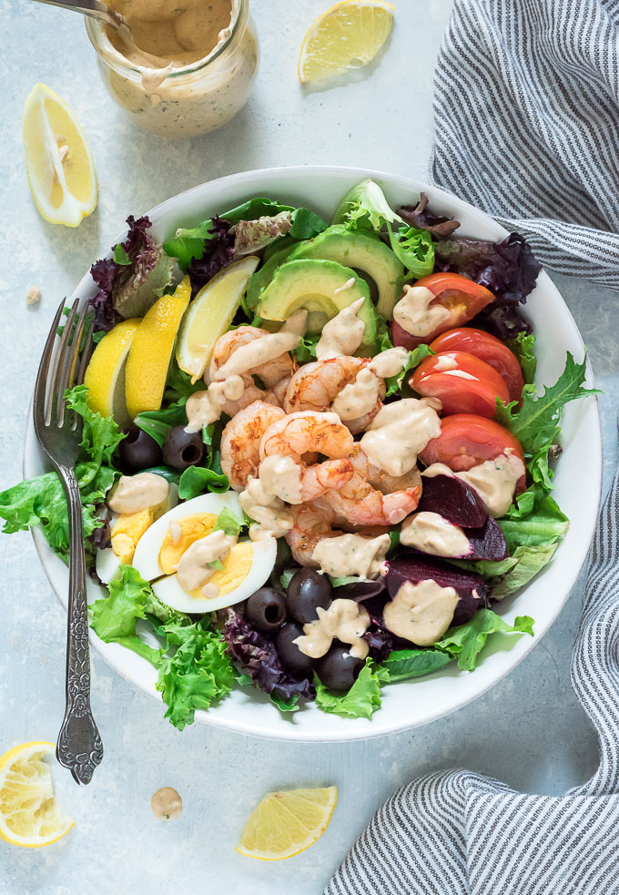 Shrimp louie salad recipe with fork