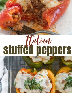 Italian stuffed peppers long collage pin