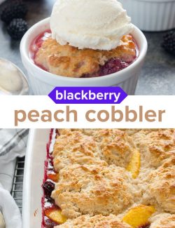 Blackberry peach cobbler short collage pin