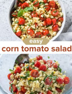 Easy Corn Tomato Salad short collage pin