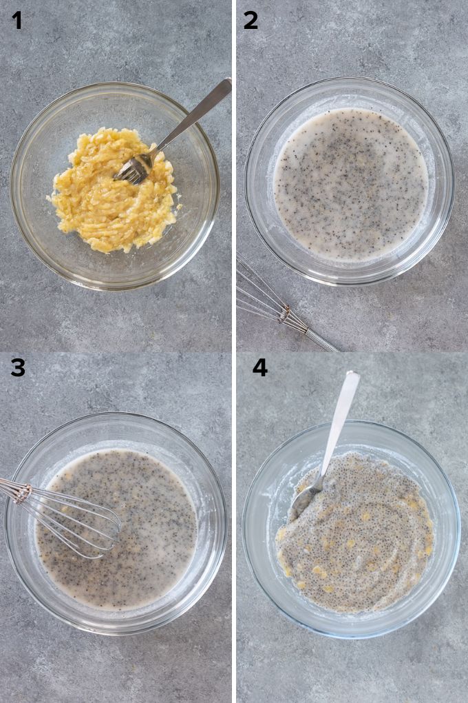 How to make banana chia pudding collage