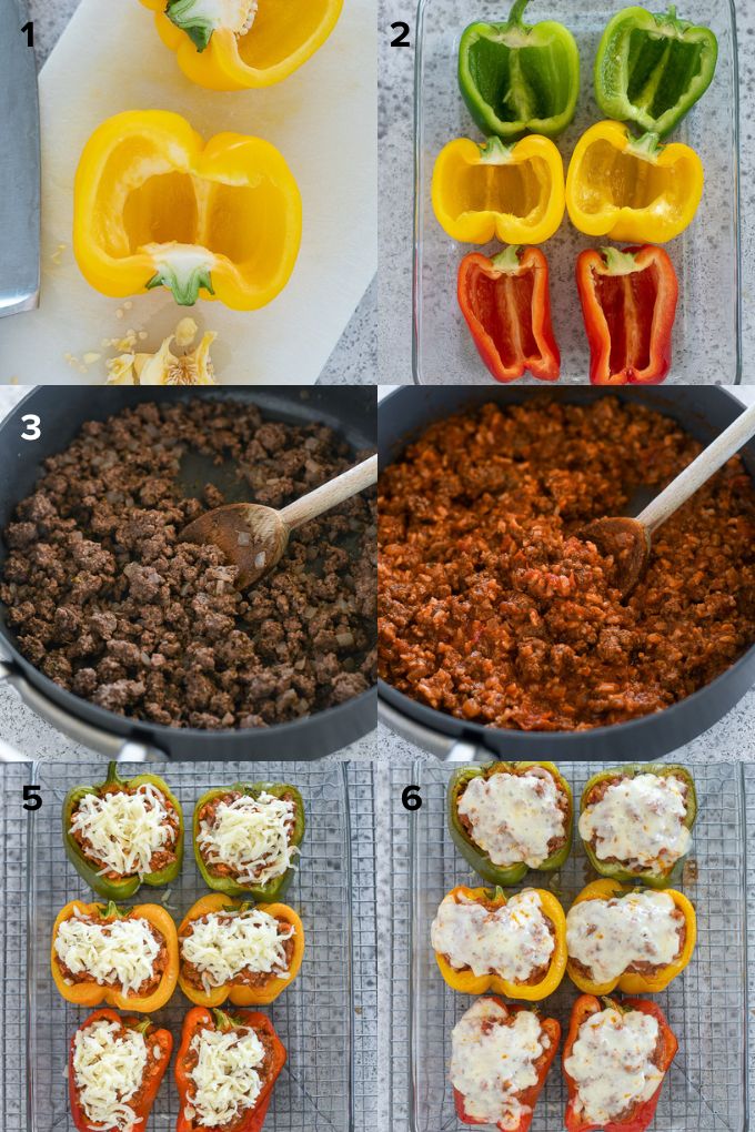 How to make stuffed bell peppers collage
