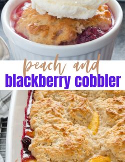 Peach and Blackberry Cobbler long collage pin