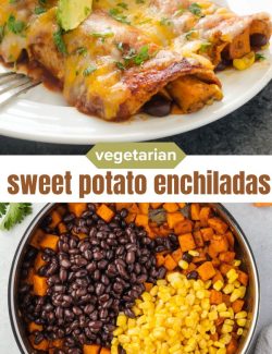 Black bean sweet potato enchiladas short collage pin