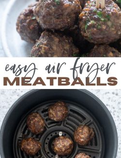 Easy air fryer meatballs long collage pin