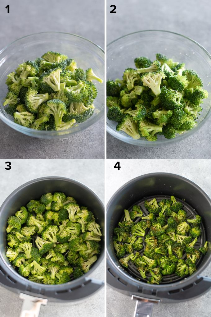 How to make broccoli in air fryer collage