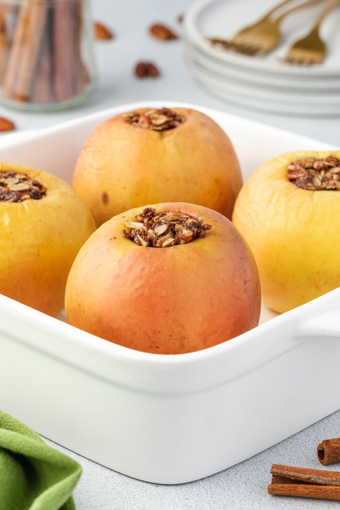 Baked apples in baking dish