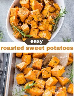 Easy roasted sweet potatoes short collage pin
