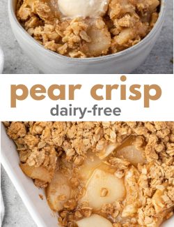 Dairy free pear crumble recipe long collage pin
