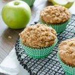 Apple oatmeal muffins with apple behind
