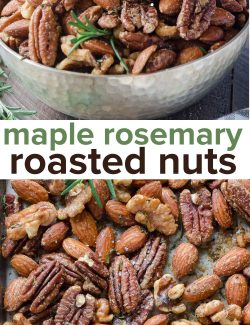 Maple rosemary roasted nuts long collage pin
