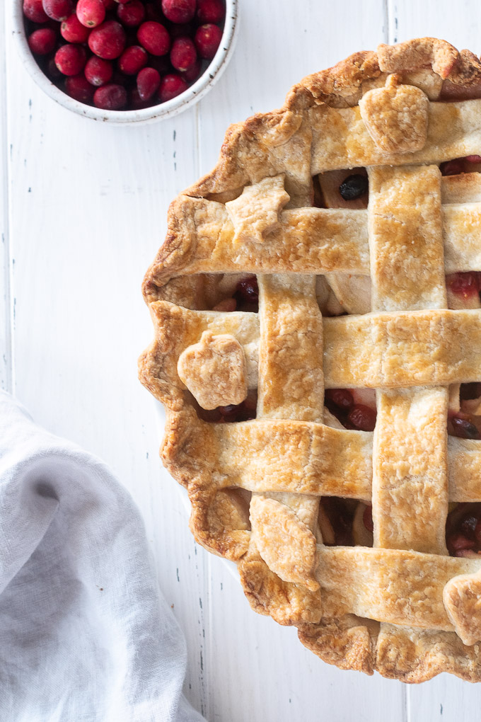 Apple cranberry pie with lattice pie crust