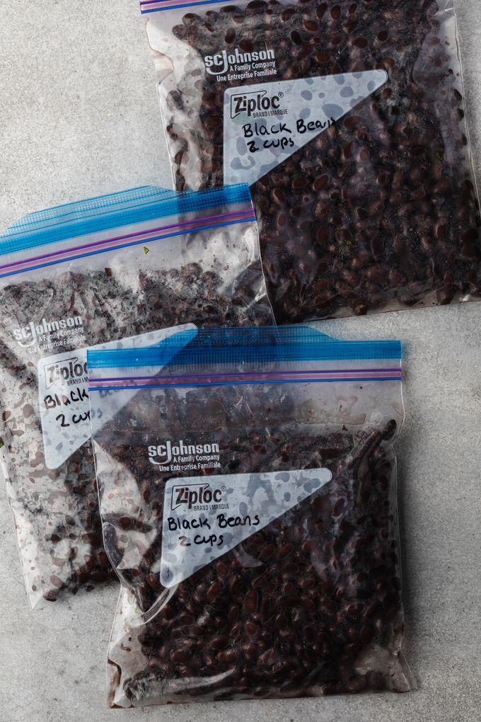 Homemade black beans in freezer bags