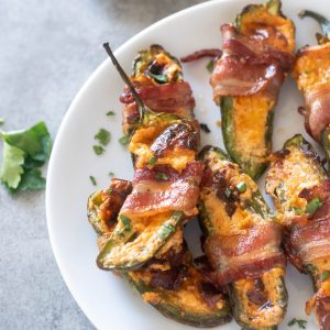 Air fryer jalapeño poppers wrapped in bacon