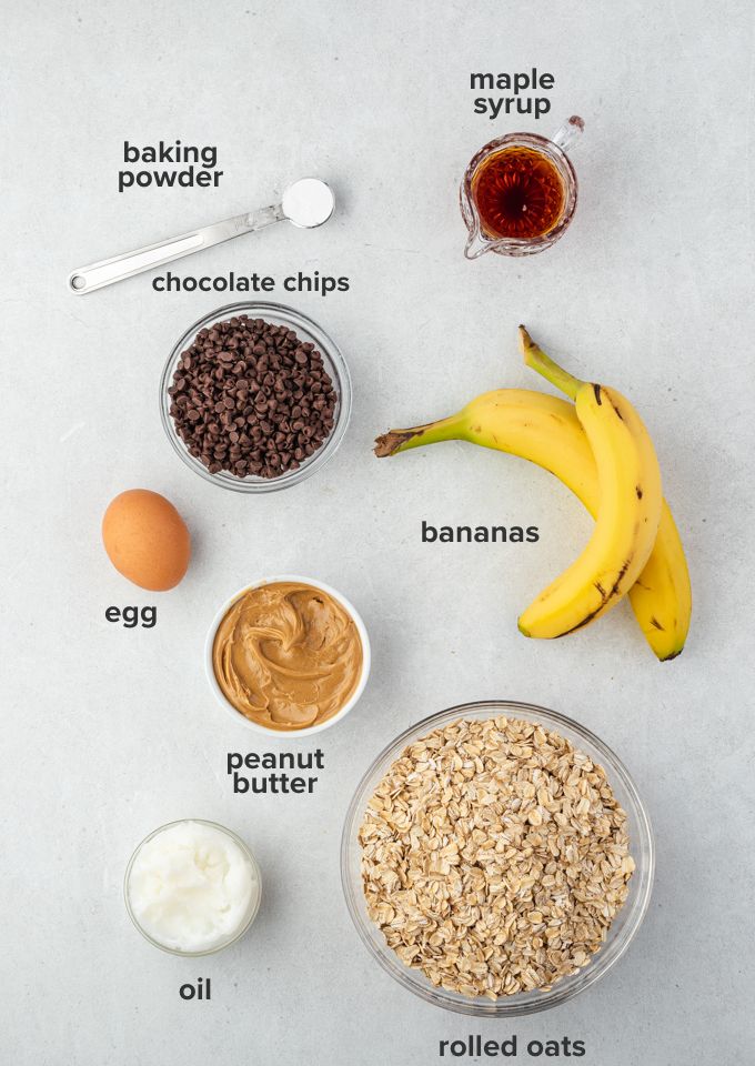 banana peanut butter oatmeal bars recipe ingredients