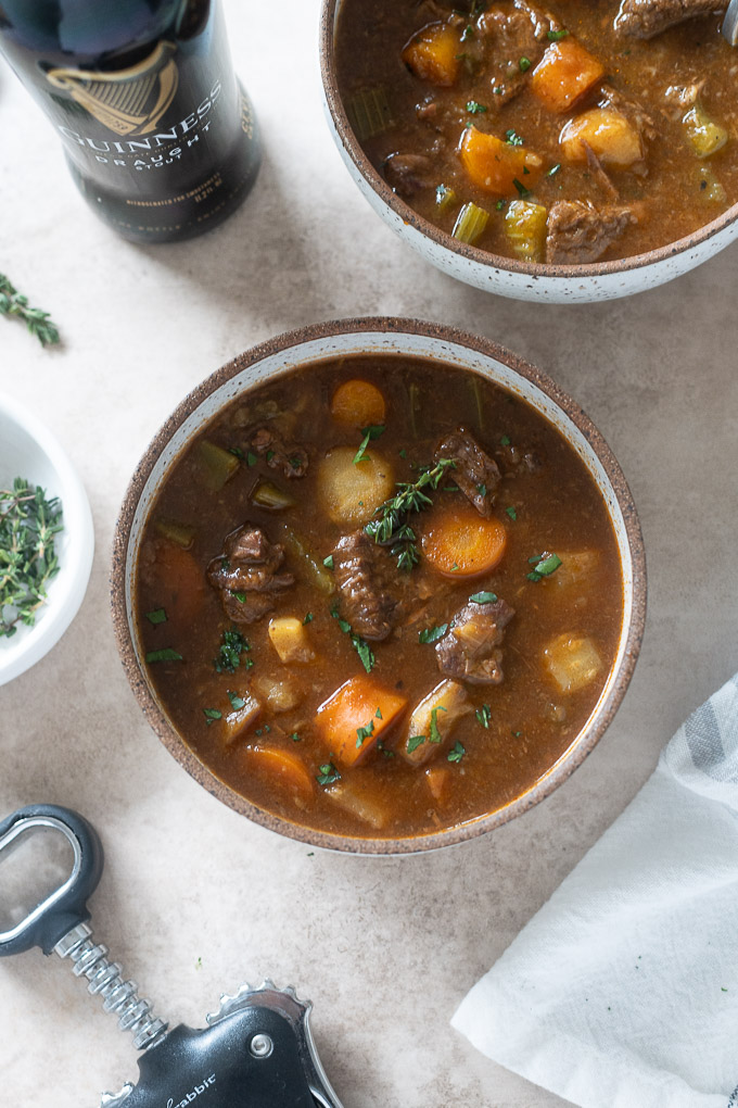 Bowl of beef and guinness stew
