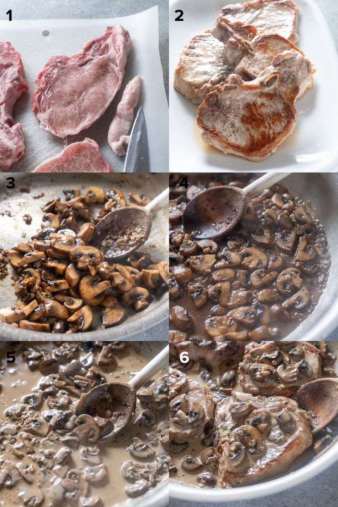 How to make pan seared pork chops with mushroom sauce