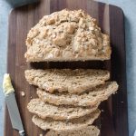Irish brown bread sliced on a cutting board