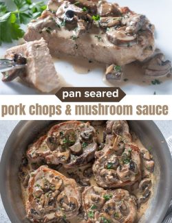 Pan seared pork chops and mushroom sauce short collage pin