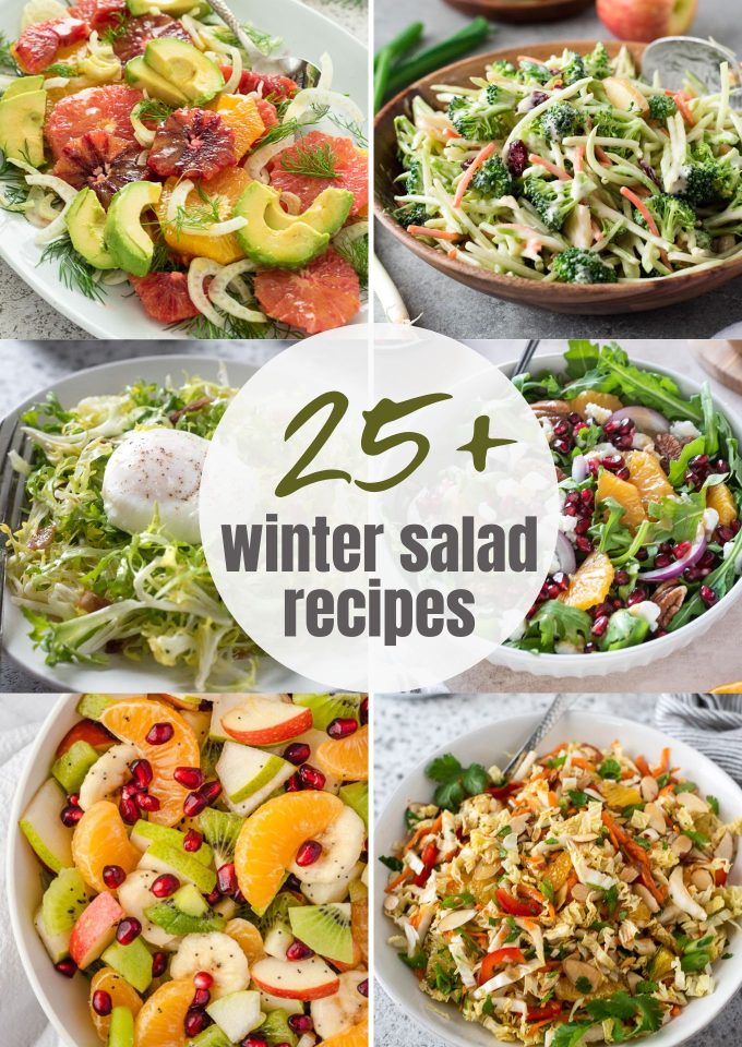 Winter Salad Recipes long collage pin