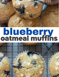 Blueberry oatmeal muffins long collage pin