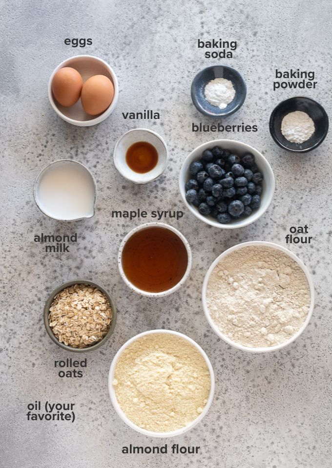 Blueberry oatmeal muffins recipe ingredients